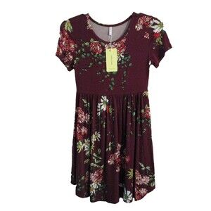 LONGYUAN Women's  Small Short Sleeve T Shirt Dresses Swing Dress with Pockets